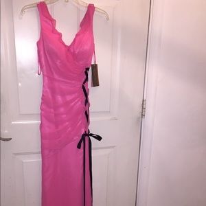 Formal Dress with Black Satin Lace-Up Side